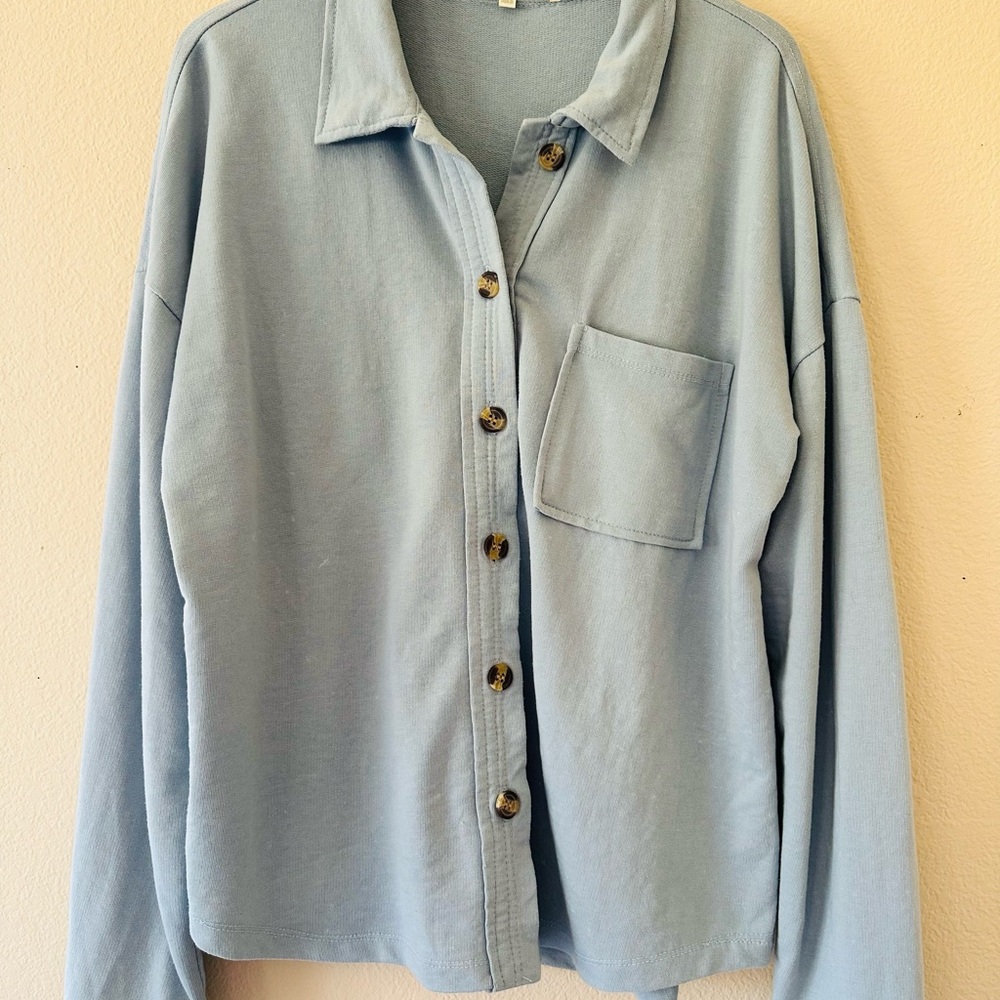 Women's Light Blue Button Down Shirt